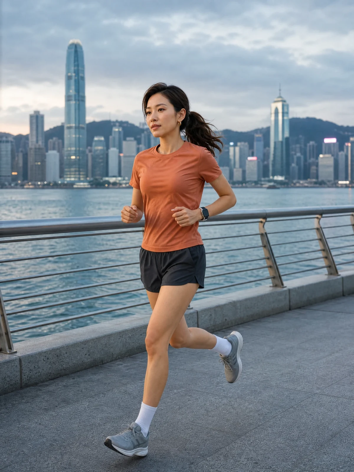Solene 沿維港跑步